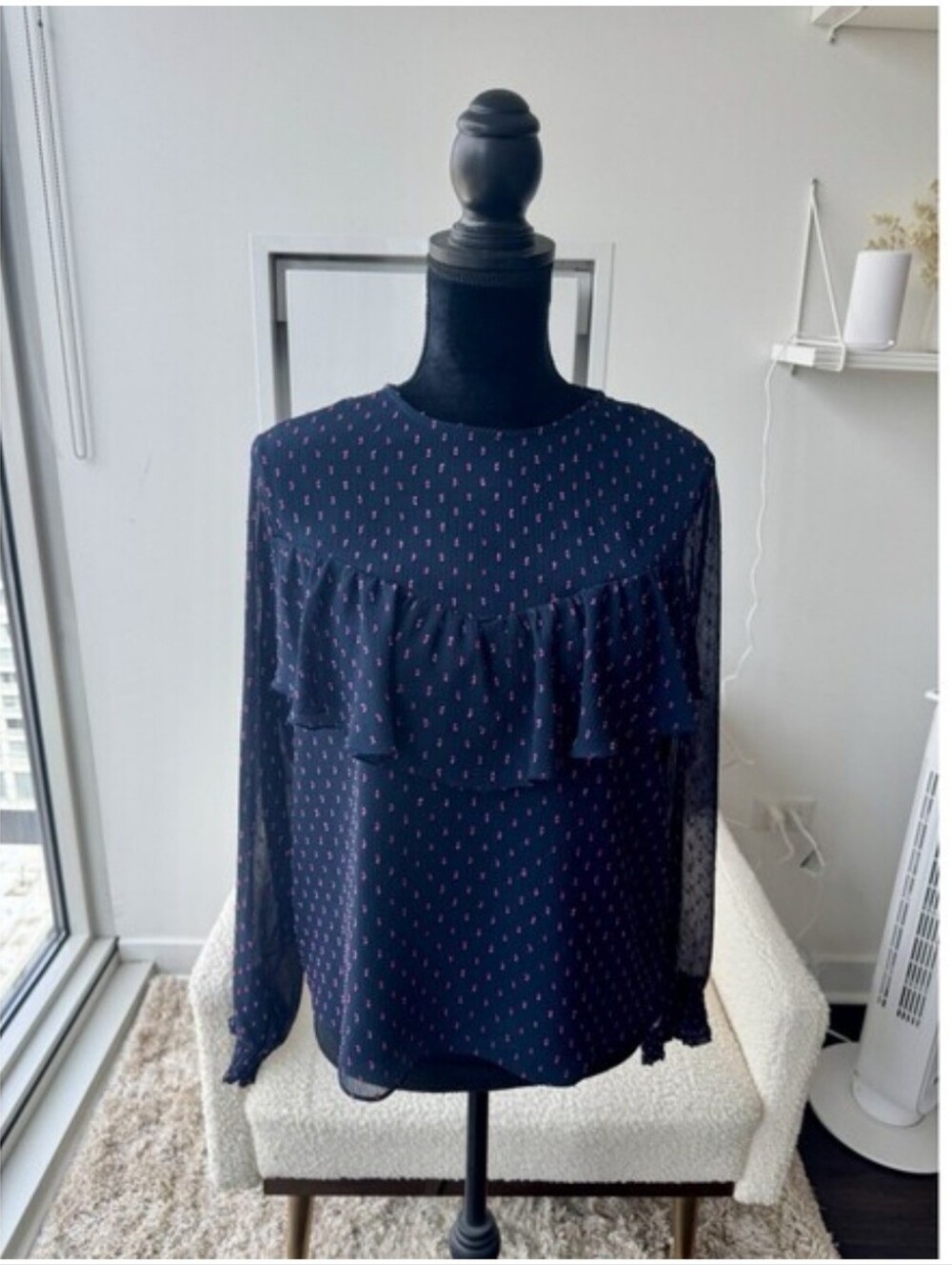 Express Swiss Dot Ruffle Top